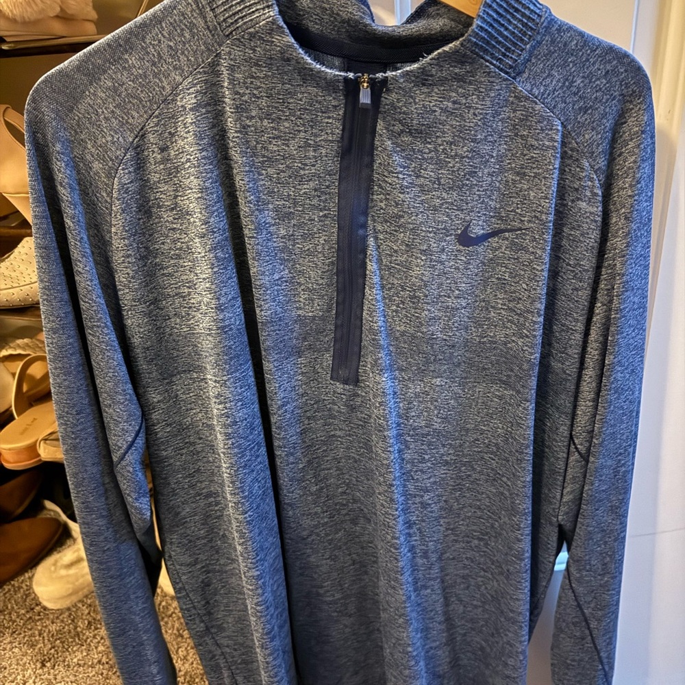 Nike Heathered Blue Quarter-Zip Top